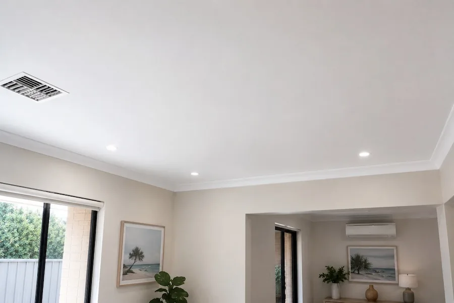 Fully restored ceiling after termite damage repairs completed in a Perth home