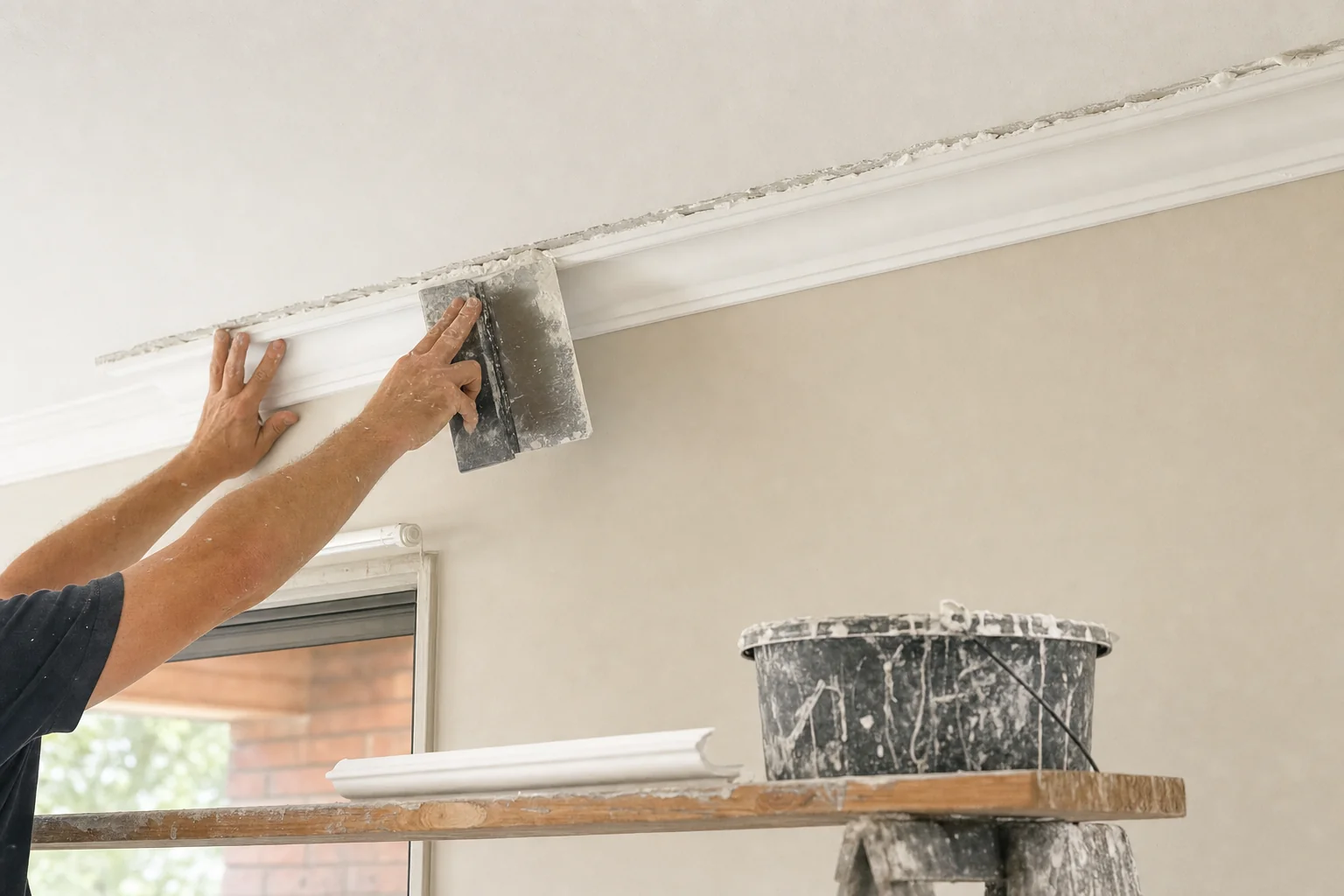Cornice Repair & Installation underway in a Perth home