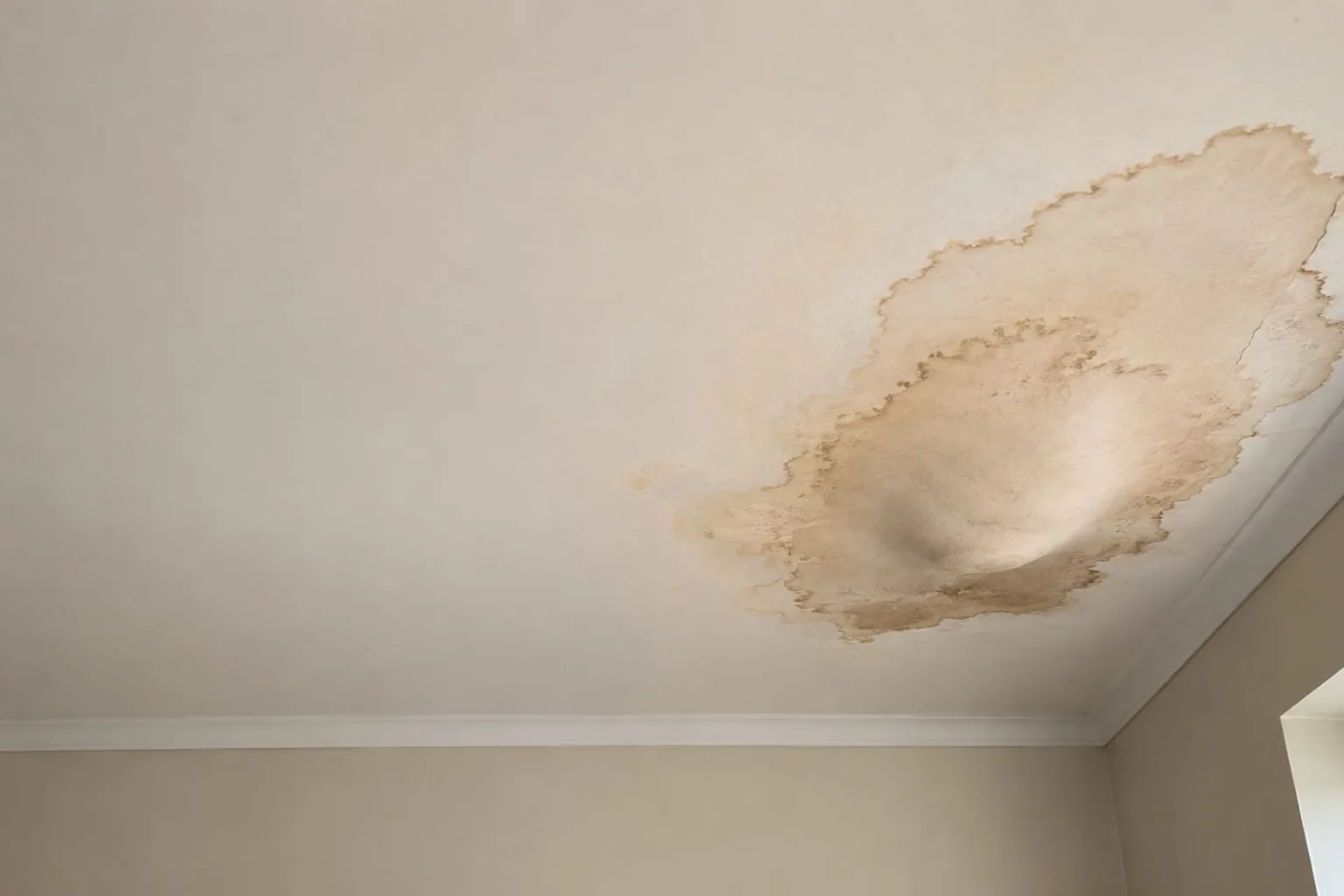 Water stained ceiling in a Perth home part way through repair